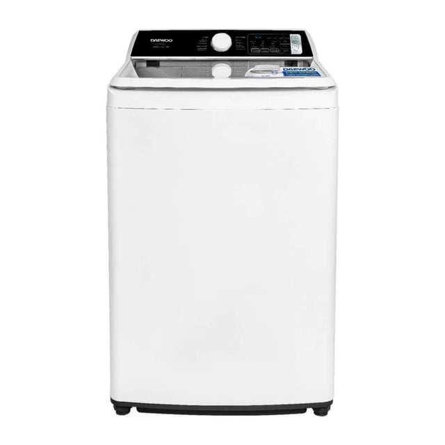 lavadora automática daewoo 19 kg carga superior dla-1920mwa Lavadora blanca de carga superior 19 kg con tapa transparente y panel digital en la parte superior; tambor con agitador Spiral Wash para limpieza profunda y ciclo completo de remojar, lavar, enjuagar y centrifugar. Adecuada también para edredones y cobijas voluminosas.