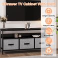 thumbnail image 4 of Yeshouse Soporte de TV con 3 cajones de tela, armario de TV de 55 pulgadas, soporte de TV de almacenamiento de sala de estar moderno, centro de entretenimiento con espacio abierto, 4 of 7
