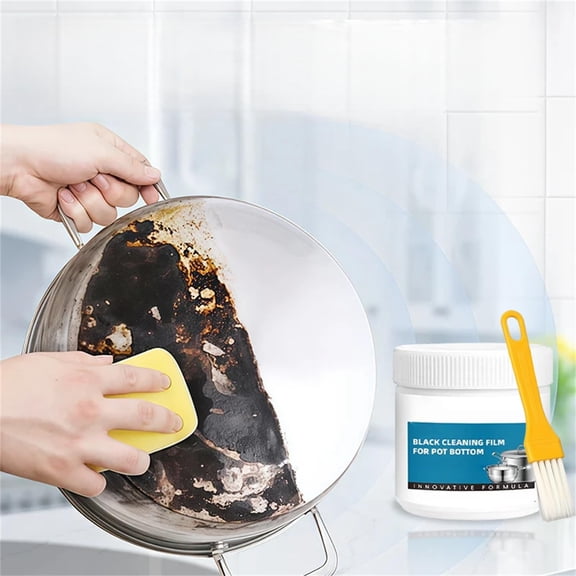 Juego de Pasta Limpiadora para Fondo de Ollas de Acero Inoxidable con Cepillo, 260g, Elimina Manchas, Grasa, Marcas de Quemado, Restaura el Brillo, Seguro para Utensilios de Cocina