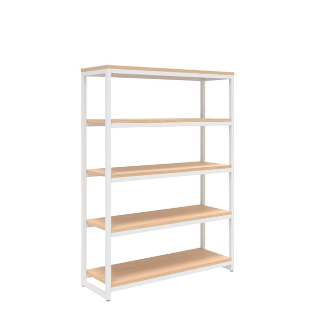 Librero CUBIK 120 h164 Blanco Semi mate-Roble