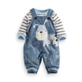 thumbnail image 1 of Conjunto coordinado LvYinLi para bebé niño: camiseta a rayas y peto de mezclilla, 1 of 5