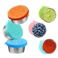 thumbnail image 2 of Zhuge Juego de 3 recipientes para aderezo de ensalada, recipientes para salsa a prueba de fugas de acero inoxidable de 1,7 oz con tapas, mini recipientes reutilizables para salsa (azul), 2 of 5