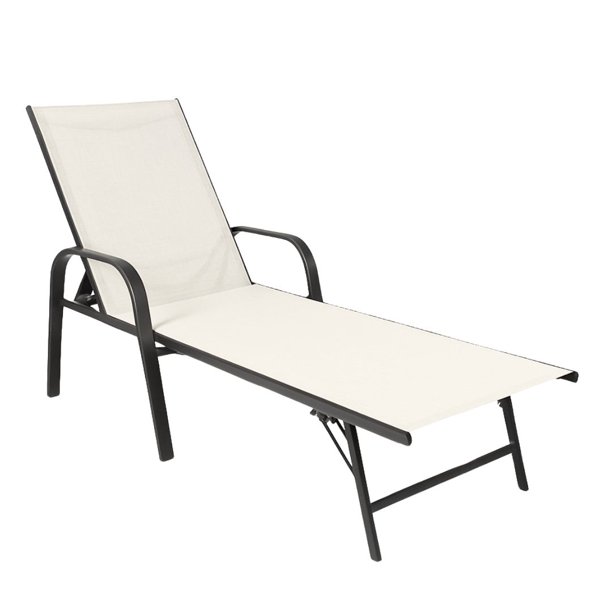 Camastro Reclinable Metálico Textileno Beige Jardín Alberca Terraza
