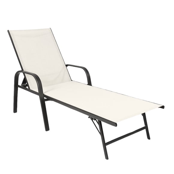 Camastro Reclinable Metálico Textileno Beige Jardín Alberca Terraza