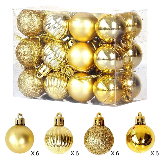 Xihbxyly Bolas de Navidad para Árbol, Adornos Colgantes Galvanizados, Bolas de Plástico con Purpurina, Juego de 24 Piezas, Diseño Irrompible, Decoración Navideña Multiusos, Hogar, Fiesta, Boda, 3 Cm
