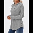 thumbnail image 4 of Sudadera con Capucha de Punto Acanalado Suave para Mujer, Suéter de Larga, Sudadera Ligera y Acogedora para Otoño. Gris L, 4 of 6