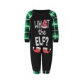 thumbnail image 2 of Pijamas navideños familiares a juego, camisetas de manga larga con estampado de elfos y letras + pantalones a cuadros. Pijama que brilla en la oscuridad., 2 of 8