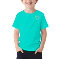 thumbnail image 4 of Camisetas de Cuello Redondo para Niñas - Camisetas de Manga Corta con Corazón de Pedrería, Tops Ligeros Casuales de Verano Azul Claro 2 Años, 4 of 8