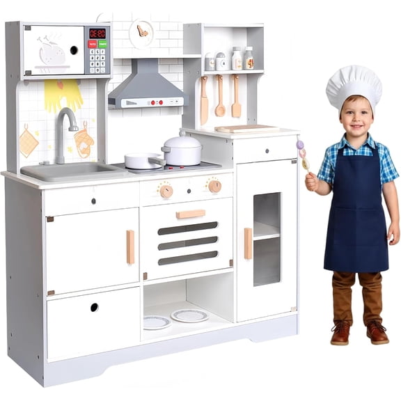 Cocina de Juguete para Niños, Cocinita para Niñas con Luz Little Kitchen, Fregaderos de Juego con Agua Corrient, Juguetes para y Otros Accesorios de Cocina para Niñas y Niños（4~6 Años）