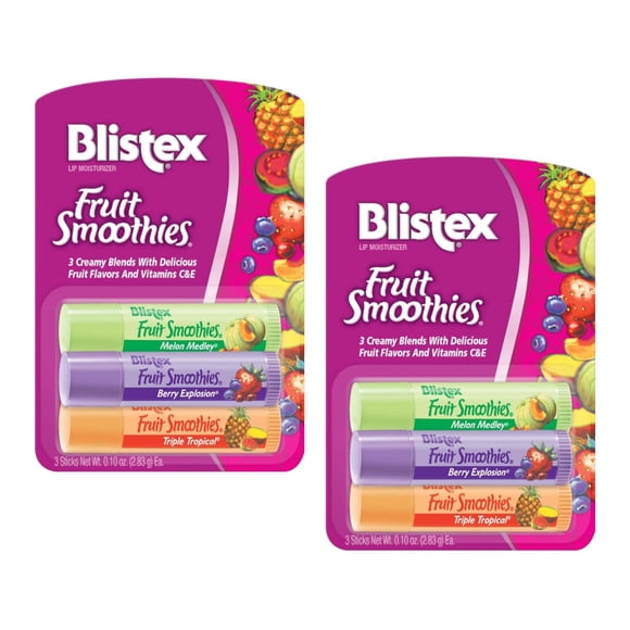 Blistex Fruit Smoothies Hidratantes Labiales 3 Barras 0.10 oz cada Paquete de 2