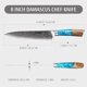 thumbnail image 3 of Cuchillo de chef Hecef 8 pulgadas acero Damasco japonés G10, 3 of 8
