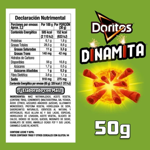 Imagen 2 de Botana Doritos Dinamita sabor chile y limón 50 g