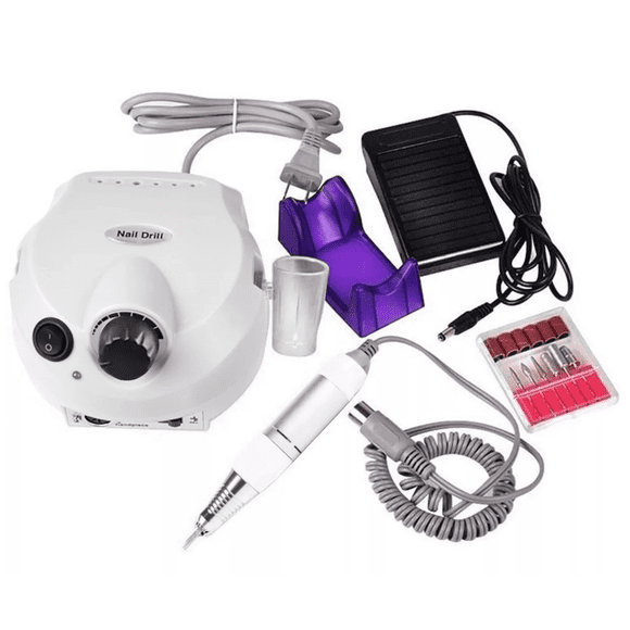 Pulidor Para Uñas Drill Esmeril Profesional Malubero 25000 Rpm Blanco Kit de Manicure