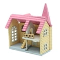 thumbnail image 4 of Casa de muñecas con muebles, kit de casa de muñecas de madera DIY, escala 1:12 Rosado, 4 of 9