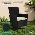 thumbnail image 3 of Sala de Jardín KingsHouse Rattan tipo Mimbre con Cojines y Mesa de Vidrio Templado negro 7, 3 of 7
