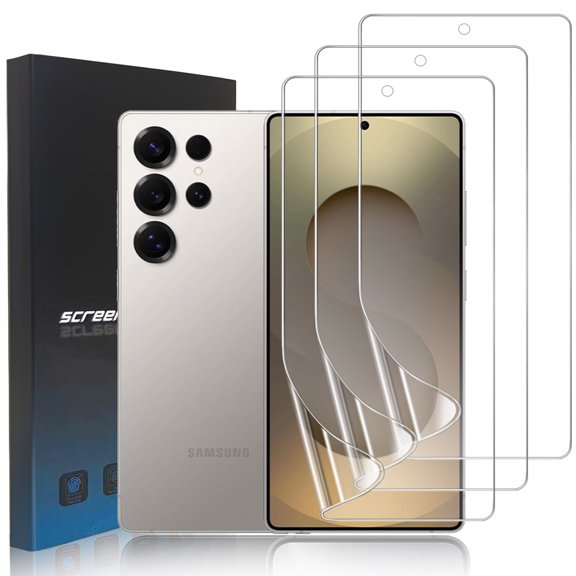 Zonyee [Paquete de 3] Protector de Pantalla para Samsung Galaxy S25 Ultra, HD Película de Hidrogel Película Protectora de TPU Suave, [Compatible con Huella Digital] [Cobertura Curvada]