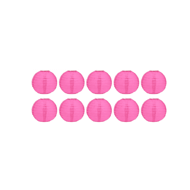 Lámparas Chinas De Papel BELUG 10 pzs Y 10 Focos Led Fiesta ROSA