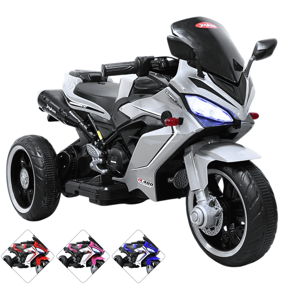 Moto Eléctrica Deportiva para Niños 3 Ruedas Bluetooth Dos Baterias 6V a partir de 3 Años - Gris