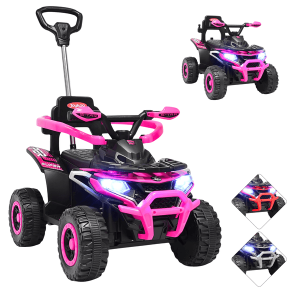 Montable Electrico para Niños Híbrido 4x4 con Bastón Dirigible y Pedal Acelerador Barras de Seguridad Luces Batería 6v - Rosa