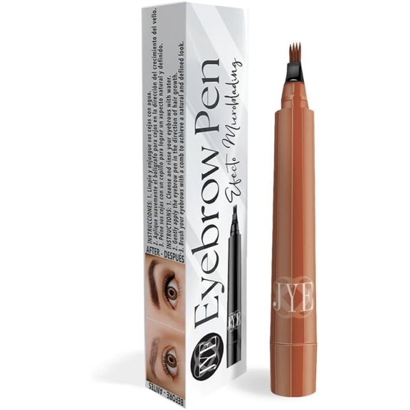 JYE Lápiz para Cejas Efecto Microblading, Dibujo pelo a pelo, Impermeable, Larga duración, Maquillaje para cejas. Color Café Claro