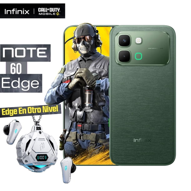 Celular Infinix Note 60 Edge Negro 256GB 8GB RAM Verde Nacional + Audífonos Gamer