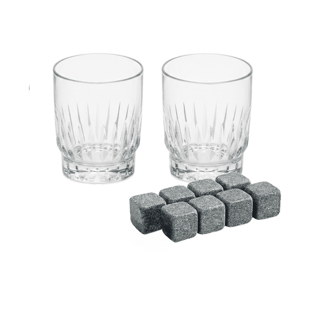 Vasos Galway de Cristal Cortado con Piedras Térmicas Reutilizables - Set de Lujo para Bar