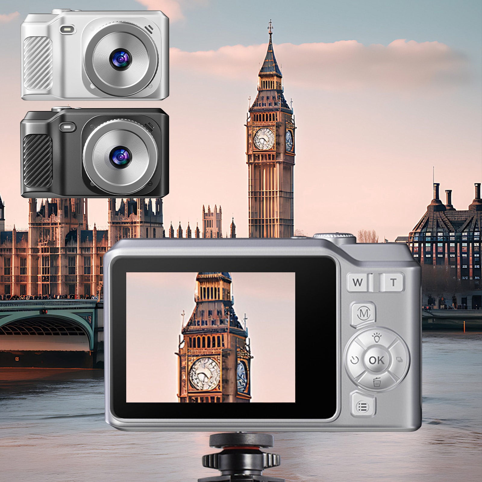 Xihbxyly Cámara Ccd, Alta Definición 4K, Diseño Portátil y Compacto, Fácil Transferencia de Fotos Mediante Otg, Perfecta para Viajes y La Vida Diaria, Incluye Batería de Litio, 10,5 X 6,5 X 4,5 Cm