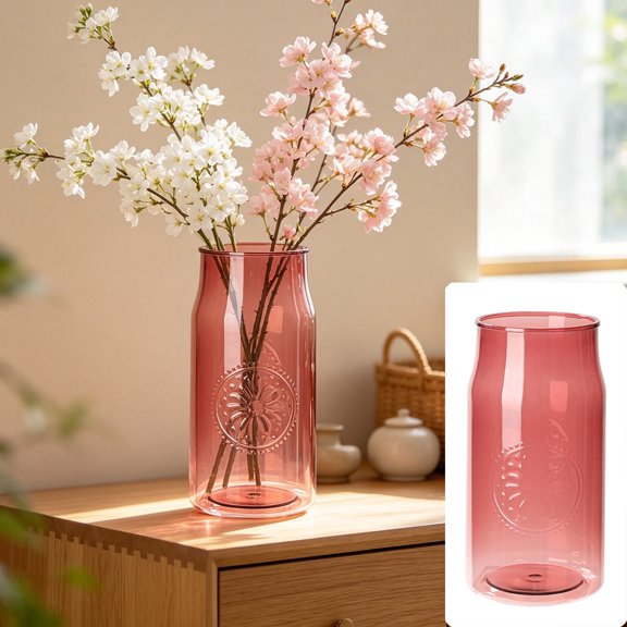 MTBLYS Jarrón de plástico para decoración de sala de estar|Jarrón de flores irrompible para escritorio o estantería|Jarrón de mesa moderno y minimalista para flores artificiales o frescas