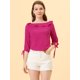 thumbnail image 3 of Blusa de lunares Allegra K Media Manga Cuello con Volantes Rosa Caliente M, 3 of 5