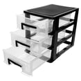 thumbnail image 5 of Armario de plástico de tres capas con cajones, portátil, multifunción, organizador de muebles (negro y transparente), 5 of 5