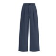 thumbnail image 5 of Amzcrzy Pantalones Vestir Mujer Color Liso S-2XL - Cintura Alta Elástica, Pliegues Frontales, Sin Cremallera, Bolsillos, Para Trabajo Azul, 5 of 5
