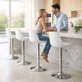thumbnail image 2 of Sillas para Bar y Barra de Cocina con Respaldo y Reposapies de Altura Ajustable Banco Taburete Giratorio con Asiento Acolchado de Diseño Moderno Set 4 Piezas Blanco, 2 of 7