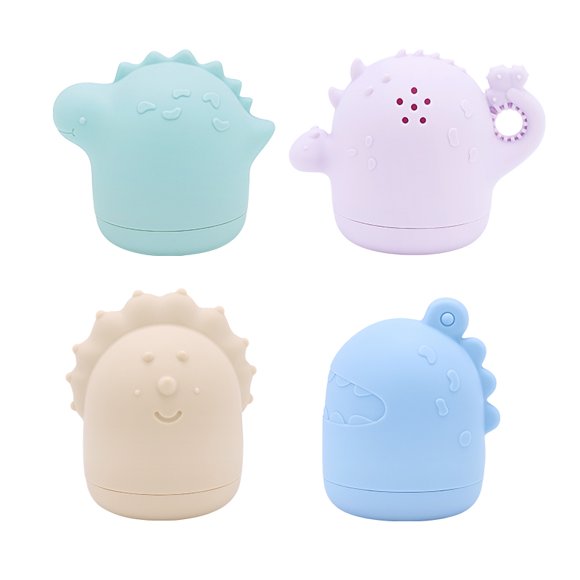 Set De Juguetes De Silicon Para Baño Diseño De Dinosaurios Multicolor