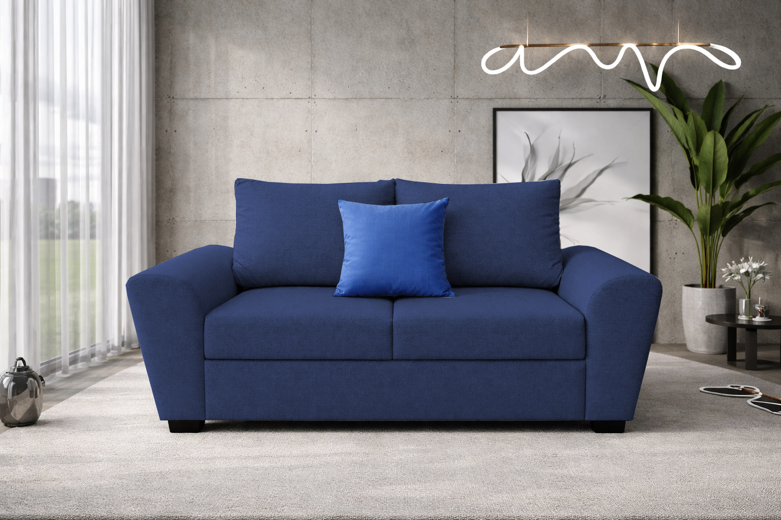 Love seat El Bazar Store Islandia Lino Azul marino 2 plazas, Modular, Moderno, Sala