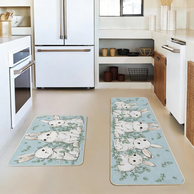 CaiYueKe Easter Non-Slip Kitchen Floor Mat Set Washable Soft Comfort Rug Anti-Fatigue Home Decor Bathroom Entryway Living Room Carpet Pad Gripper Mats