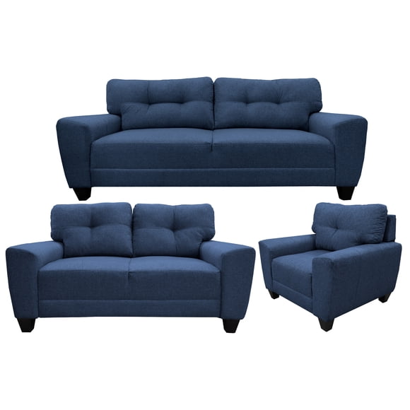 Sala Modular 3-2-1 El Bazar Store Sidney Azul marino, Sofa, Love seat y sillon