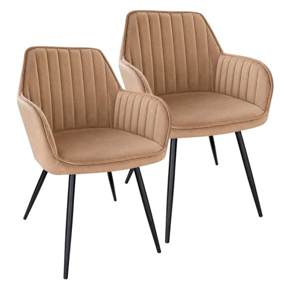 Set de 2 Sillas Terciopelo con Descansa Brazos para Comedor cafe