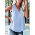thumbnail image 4 of Top de Verano Holgado Sin Mangas con Escote en V y Encaje de Pestañas en Azul M, 4 of 10