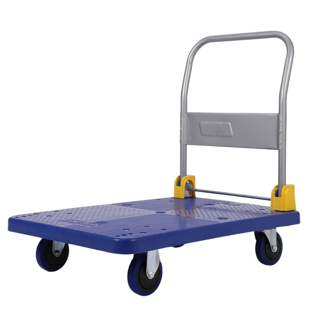 Yeshouse Carro de mano - Plataforma de transporte de acero con ruedas de goma, carro plegable de alta resistencia para carga, mudanza y almacenamiento en el hogar, garaje y almacén