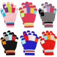 thumbnail image 1 of Guantes para Niños Guantes de Invierno de Punto a Rayas de Colores Guantes Mágicos con Dedos Completos Guantes Elásticos y Cálidos para Niños Niñas Unisex 5-10 Años 6 Pares, 1 of 5