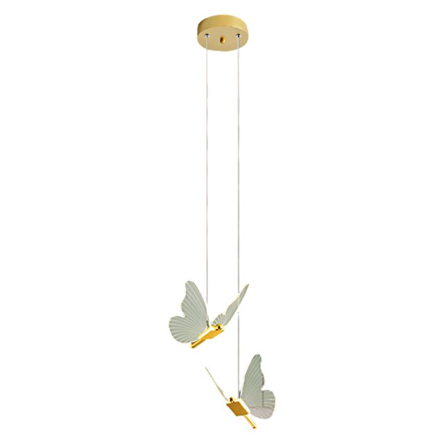 Lámpara colgante de techo con diseño de mariposa para decoración del hogar Luz blanca Doble