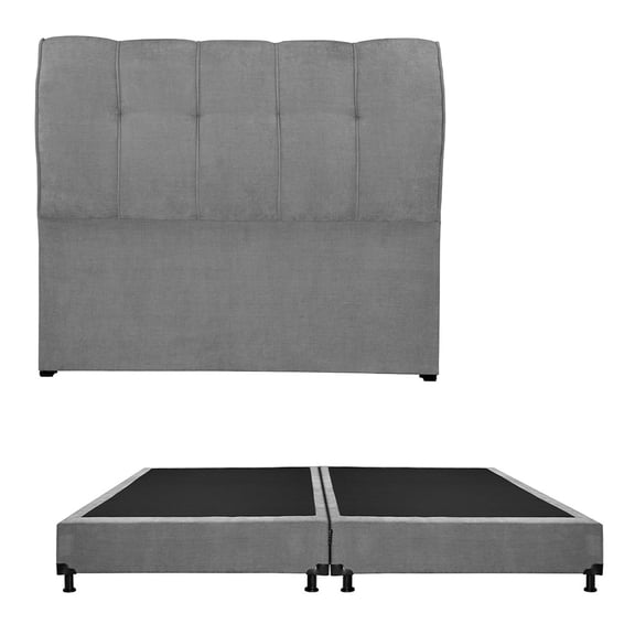 Box Base Cama King Size + Cabecera Kiri Gris Oscuro