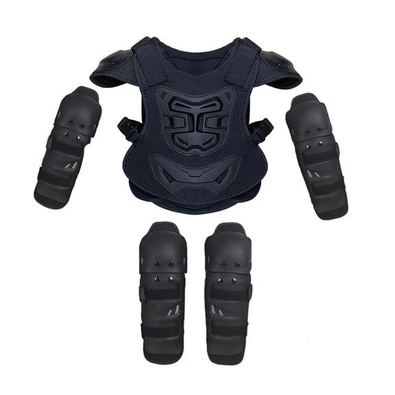Traje de armadura de motocicleta para niños, 5 piezas, cinturón ajustable, protección corporal completa. S