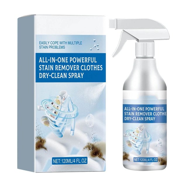 Potente spray para limpieza en seco para limpiar la ropa, fórmula suave para el cuidado de las telas, quitamanchas ecológico con fácil aplicación para limpieza del hogar, 120 ml
