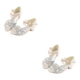 thumbnail image 4 of Zapatos con purpurina Qarigey para niñas fiesta de ballet sandalias de Navidad punta abierta cristal Plata 31/20cm 2piezas, 4 of 6
