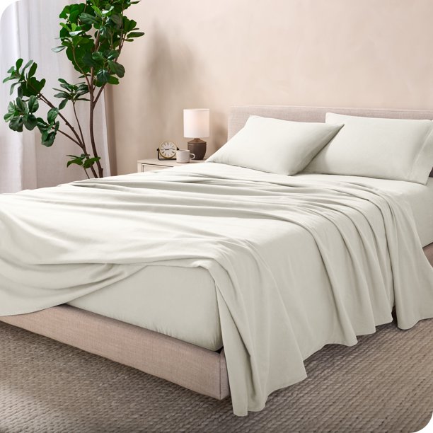 Juego de Sábanas de Lujo Bare Home 100 % Algodón Tamaño Queen Color crema 4 piezas
