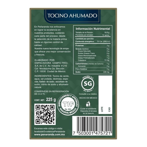 Imagen 2 de Tocino Peñaranda ahumado 225 g