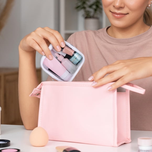 OULII Cosmetiquera Compacta Con Bolsa Transparente Y Cierre Para Organizar Artículos De Viaje