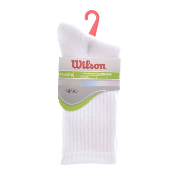 Calcetas Wilson para Hombre, 3 Pares Blanco Talla M