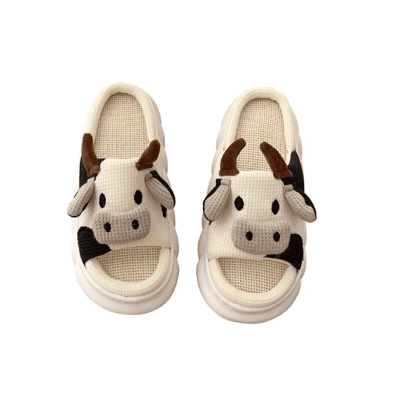 Pantuflas Casa Lindas Y Suaves De Vaca Blanco vaca 38-39(Fit 37-38